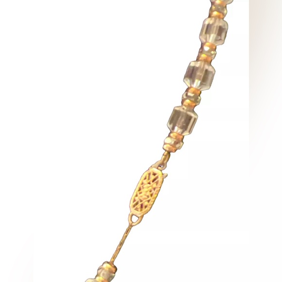 Crystal Quartz Cut Stone Octagonal Cylinder Bead 18”Necklace 14 Gf Clasp - Picture 6 of 8